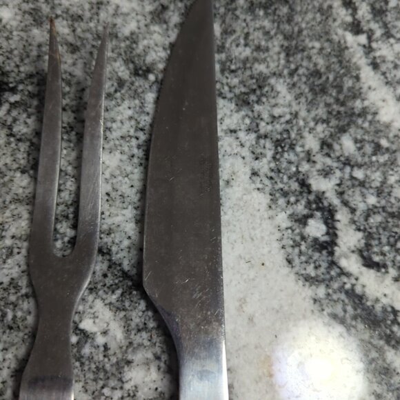 Vintage St. Regis Stainless Japan  Knife & Fork Set Wood Handles - Picture 3 of 7